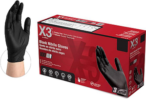 X3 Black Nitrile Disposable Gloves